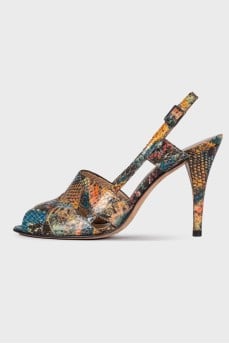 Multicolor embossed sandals
