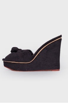 Textile wedge sandals