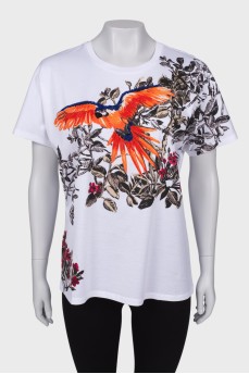 T-shirt with print and beads