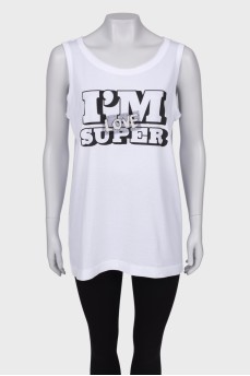T-shirt with print and embroidery, with a tag