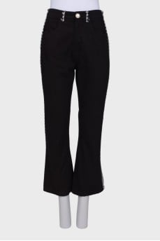 Jeans with stripes houndstooth