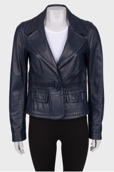 Button down leather jacket