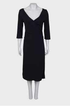 Black and blue midi dress