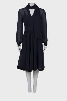 Silk dress with scarf