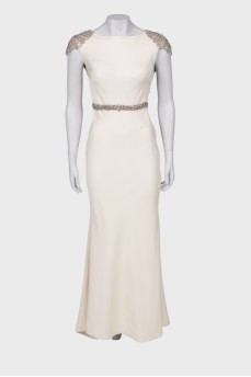 Evening dress with open back and rhinestones