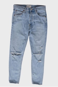 Light blue distressed jeans