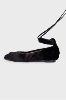 Ballerinas with fur and ties