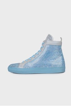 Blue sneakers with rhinestones