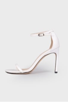 White stiletto heel sandals