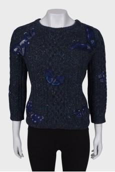 Wool sweater with embroidery