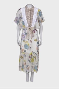 Maxi dress with print and belt