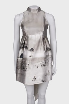 Silk dress with decor on the back