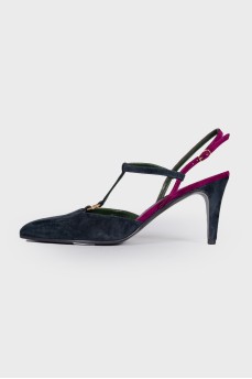 Suede blue sandals