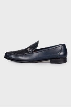 Leather embossed men's shoes
