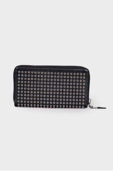 Eyelet leather wallet