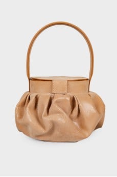 Leather embossed barrel bag