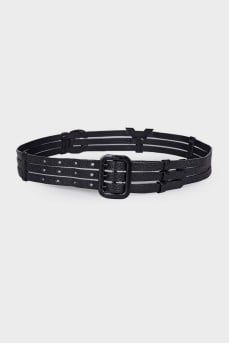 Leather belt with brand logo on the back