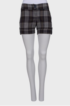 Checked wool shorts