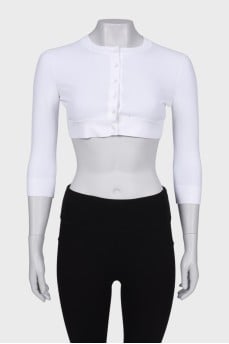 Cropped white cardigan with buttons