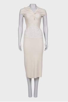 White dress with lace at the waist