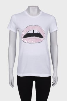T-shirt with print and sequins