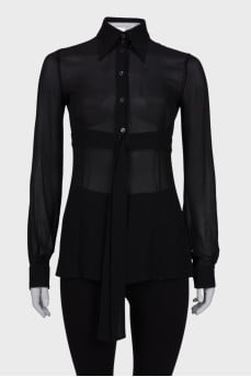 Belted silk blouse