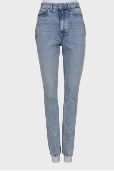 High rise blue jeans