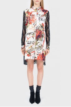 Printed dress with lace