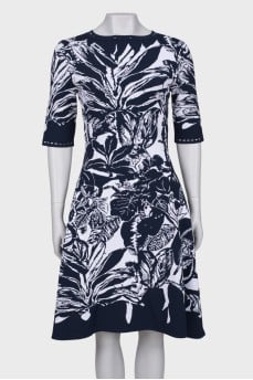 Navy blue tag print dress