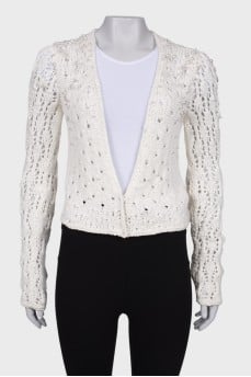 Openwork cardigan with pearls