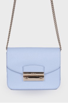 Leather bag with silver strap
