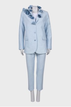 Blue suit with flowers