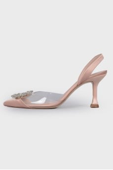 Sandals with silicone inserts and rhinestones