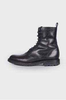 Men's black leather boots