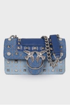Leather bag with denim
