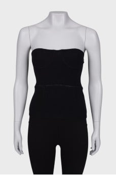 Wool top with imitation corset