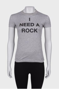 Cotton gray printed T-shirt