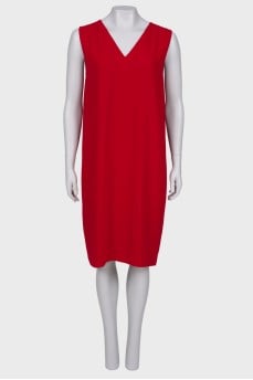 Red V-neck dress
