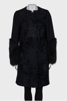Combined coat with fur