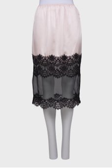 Silk skirt with lace