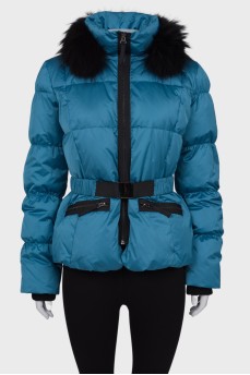 Cropped blue down jacket