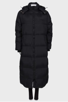 Maxi down jacket with embroidery