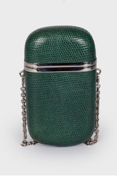 Green leather case bag