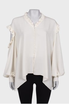 Блуза з відкритими плечима та рюшами