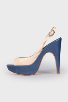 Two tone heeled sandals