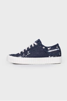 Printed denim sneakers
