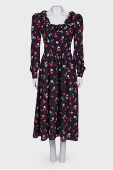 Ruffled silk dress with tag