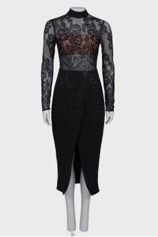 Maxi dress with lace top