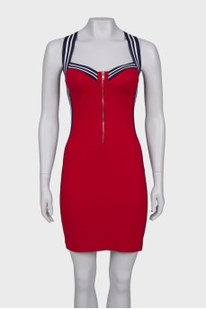 Red dress with stripes