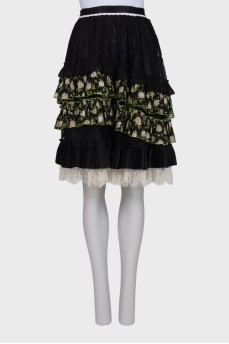 Combined skirt with ruffles